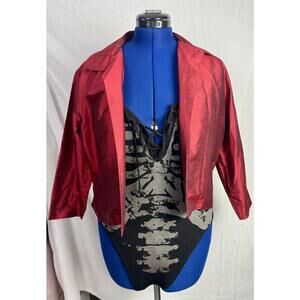 kate silk cropped jacket open front red blazer womens y2k grunge goth clubcore